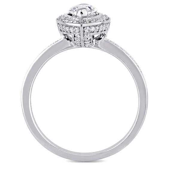 0.79 CT. T.W. Marquise Diamond Frame Engagement Ring in 14K White Gold