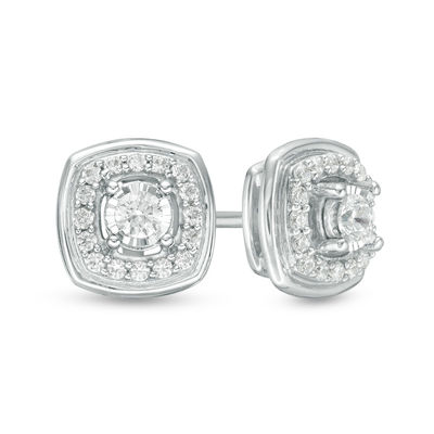 0.20 CT. T.W. Diamond Cushion Frame Stud Earrings in Sterling Silver