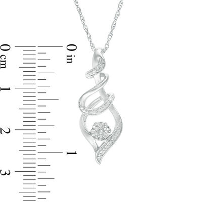 Diamond Accent Swirl Flame Pendant in Sterling Silver