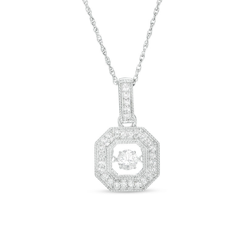 Unstoppable Love™ 4.0mm Lab-Created White Sapphire Octagon Frame Pendant in Sterling Silver|Peoples Jewellers