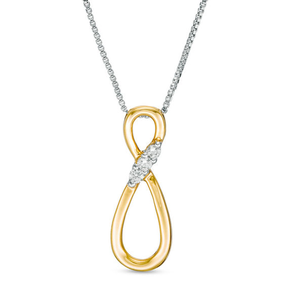 Convertibilities 0.13 CT. T.W. Diamond Infinity Cross Three-in-One Pendant in Sterling Silver and 10K Gold