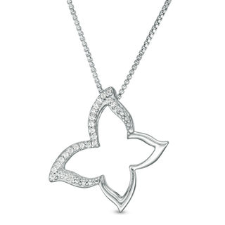 Convertibilities 0.13 CT. T.W. Diamond Butterfly Three-in-One Pendant in Sterling Silver and 10K Rose Gold