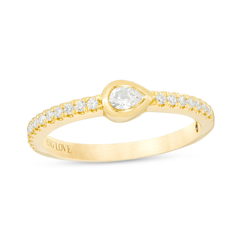 Main Image 1 of Vera Wang Love Collection 0.30 CT. T.W. Pear-Shaped Diamond Sideways Stackable Band in 14K Gold