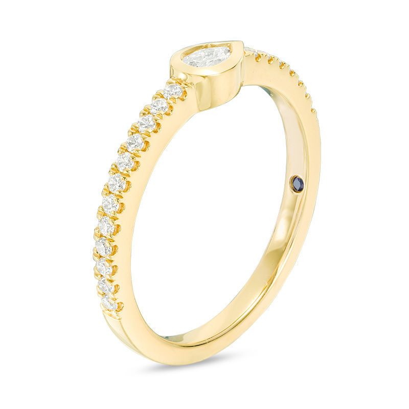 Main Image 2 of Vera Wang Love Collection 0.30 CT. T.W. Pear-Shaped Diamond Sideways Stackable Band in 14K Gold