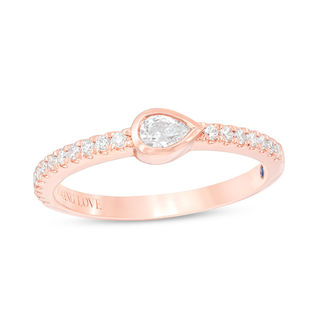 Vera Wang Love Collection 0.30 CT. T.W. Pear-Shaped Diamond Sideways Stackable Band in 14K Rose Gold