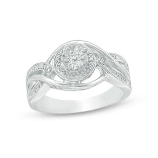 Composite Diamond Accent Bypass Ring in Sterling Silver