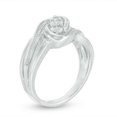 Diamond Accent Three Stone Bypass Ring in Sterling Silver