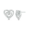 Diamond Accent Double Swirl Heart Stud Earrings in Sterling Silver