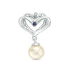 Thumbnail Image 1 of The Kindred Heart from Vera Wang Love Collection Freshwater Cultured Pearl and Diamond Drop Earrings in Sterling Silver