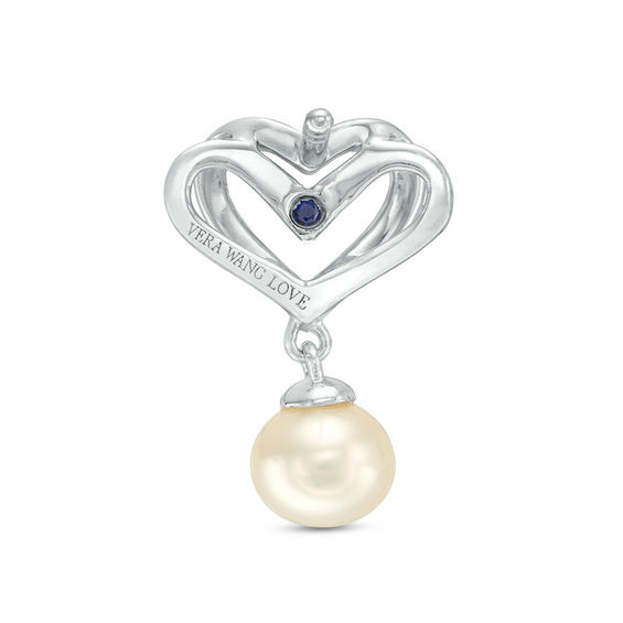 The Kindred Heart from Vera Wang Love Collection Freshwater Cultured Pearl and Diamond Drop Earrings in Sterling Silver