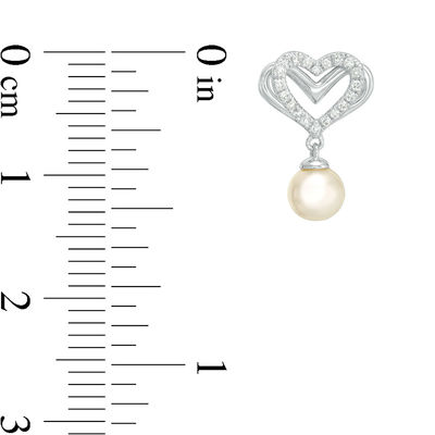 The Kindred Heart from Vera Wang Love Collection Freshwater Cultured Pearl and Diamond Drop Earrings in Sterling Silver