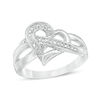 Diamond Accent Crossover Heart Ring in Sterling Silver