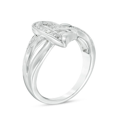 Diamond Accent Crossover Heart Ring in Sterling Silver