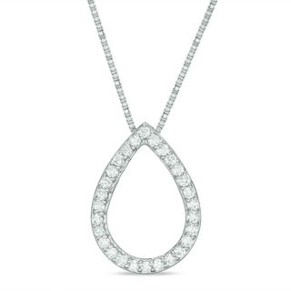 Convertibilities 0.25 CT. T.W. Composite Diamond Teardrop Frame Three-in-One Pendant in Sterling Silver and 10K Gold