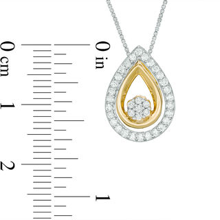 Convertibilities 0.25 CT. T.W. Composite Diamond Teardrop Frame Three-in-One Pendant in Sterling Silver and 10K Gold