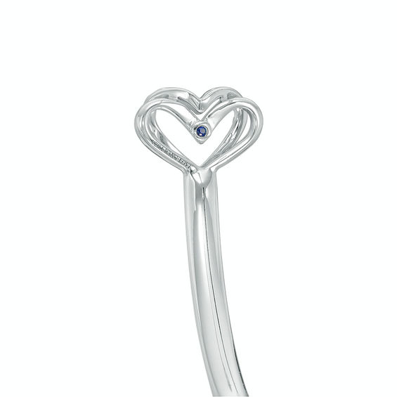 The Kindred Heart from Vera Wang Love Collection Freshwater Cultured Pearl and Diamond Bangle in Sterling Silver-7.5"