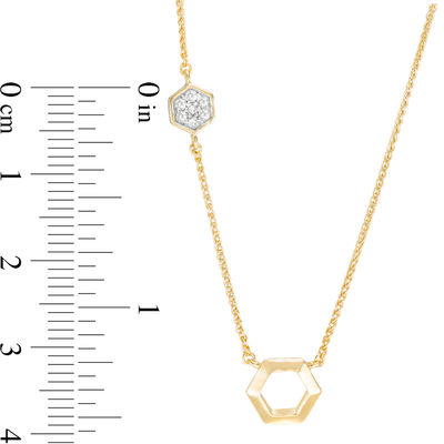 Lab-Created White Sapphire Hexagon Necklace in 10K Gold - 17.5"