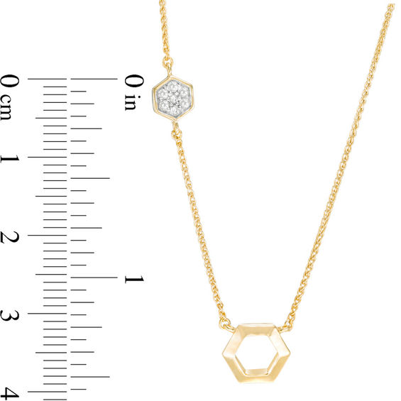 Lab-Created White Sapphire Hexagon Necklace in 10K Gold - 17.5"