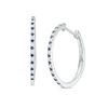 Thumbnail Image 0 of Vera Wang Love Collection Blue Sapphire and 0.18 CT. T.W. Diamond Hoop Earrings in Sterling Silver