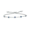 Vera Wang Love Collection Blue Sapphire and 0.30 CT. T.W. Diamond Bolo Bracelet in Sterling Silver - 9.5"