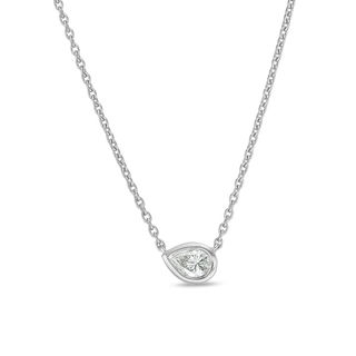 0.09 CT. Pear-Shaped Diamond Solitaire Necklace in 10K Gold