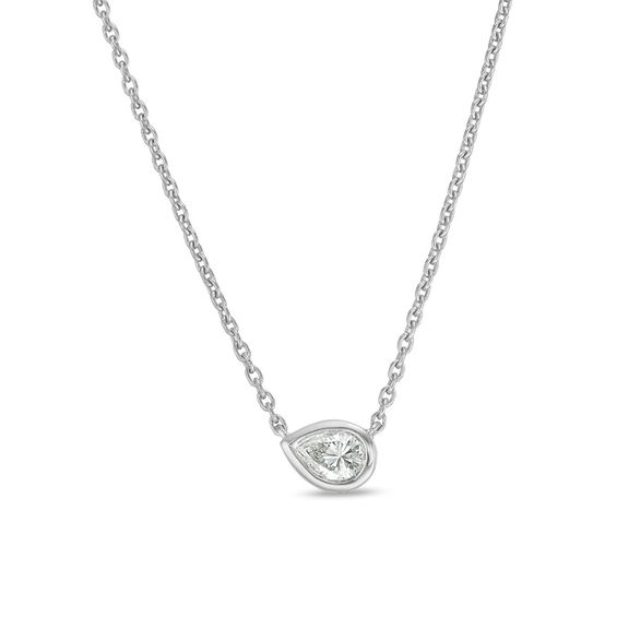 0.09 CT. Pear-Shaped Diamond Solitaire Necklace in 10K Gold