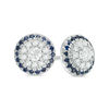 Thumbnail Image 0 of Vera Wang Love Collection 0.23 CT. T.W. Diamond and Blue Sapphire Frame Stud Earrings in 14K White Gold