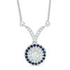 Vera Wang Love Collection 0.18 CT. T.W. Diamond and Blue Sapphire Frame Chevron Necklace in 14K White Gold - 19"