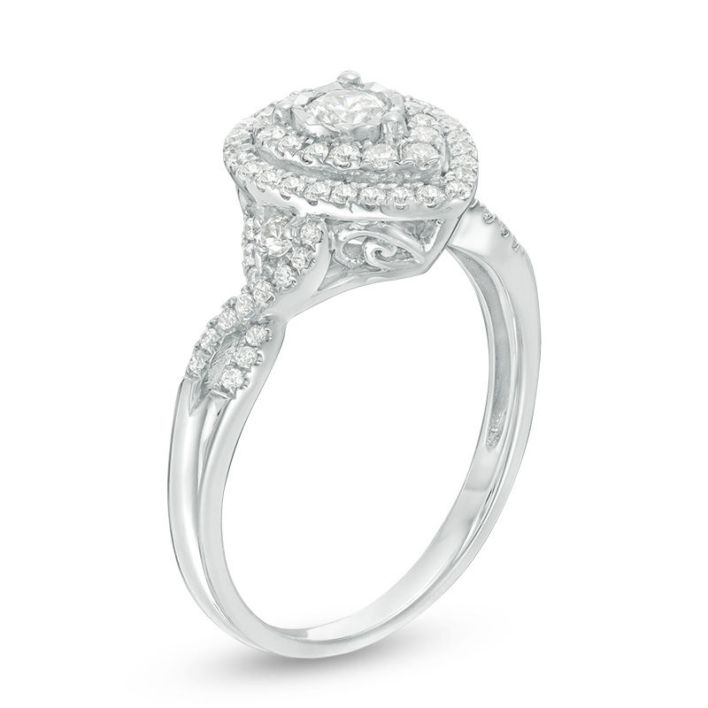 0.45 CT. T.W. Diamond Double Pear-Shaped Twist Engagement Ring in 10K White Gold|Peoples Jewellers