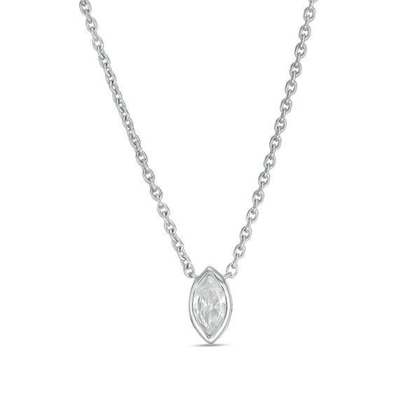 0.10 CT. Marquise Diamond Solitaire Pendant in 10K White Gold