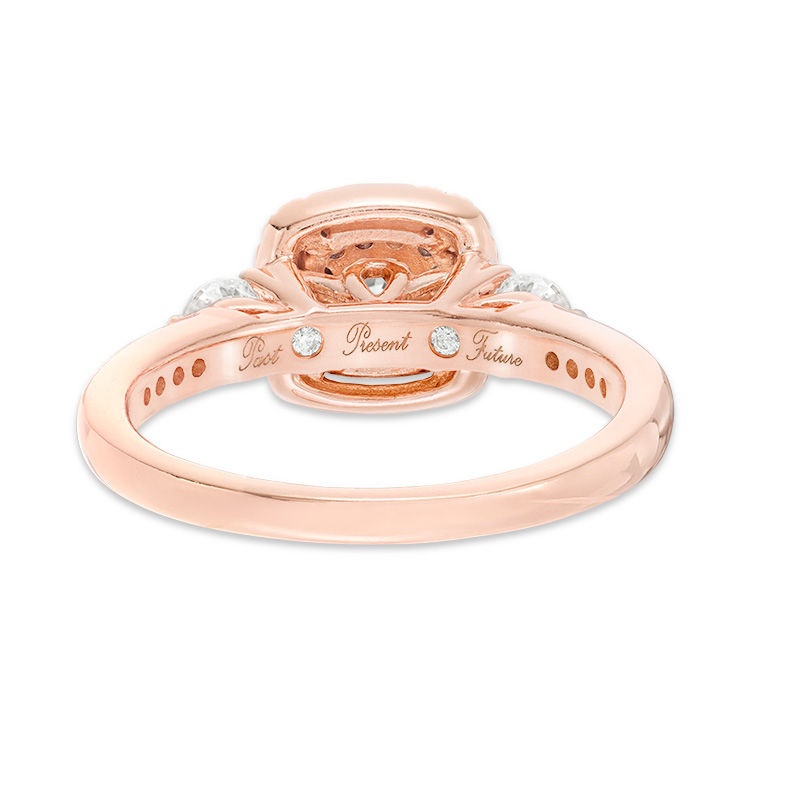 0.95 CT. T.W. Diamond Past Present Future® Double Frame Engagement Ring in 14K Rose Gold|Peoples Jewellers
