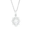 Oval Lab-Created White Sapphire Starburst Frame Pendant in Sterling Silver