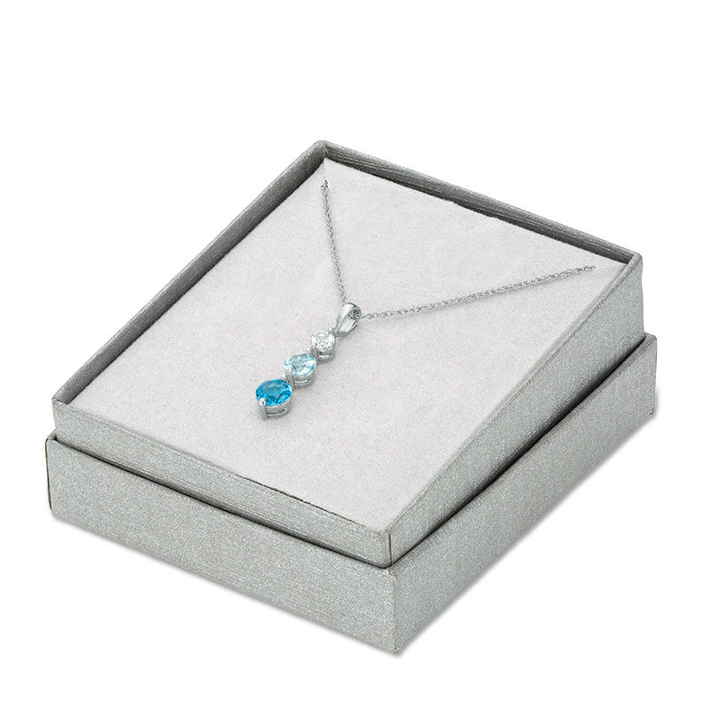 Blue and White Topaz Three Stone Pendant in Sterling Silver|Peoples Jewellers