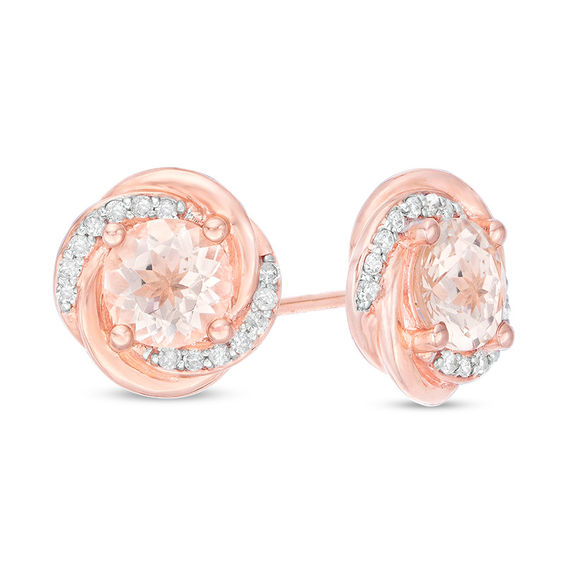 Zales 5.0mm Morganite Solitaire Stud Earrings in 10K Rose Gold