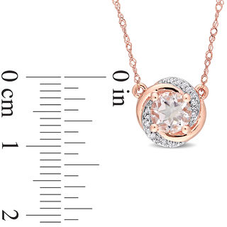 6.0mm Morganite and 0.04 CT. T.W. Diamond Orbit Frame Necklace in 10K Rose Gold - 17"