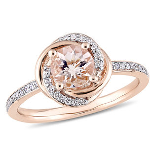 6.0mm Morganite and 0.15 CT. T.W. Diamond Orbit Frame Ring in 10K Rose Gold