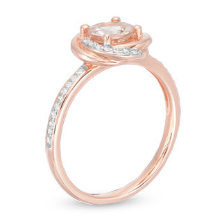 6.0mm Morganite and 0.15 CT. T.W. Diamond Orbit Frame Ring in 10K Rose Gold