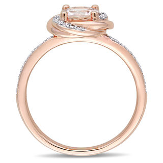 6.0mm Morganite and 0.15 CT. T.W. Diamond Orbit Frame Ring in 10K Rose Gold