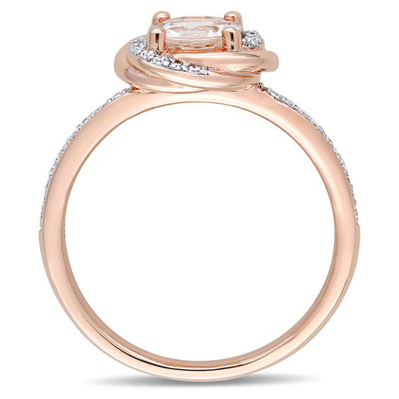 6.0mm Morganite and 0.15 CT. T.W. Diamond Orbit Frame Ring in 10K Rose Gold