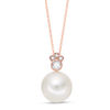 Thumbnail Image 0 of Freshwater Cultured Pearl, White Sapphire and Diamond Accent Vintage-Style Pendant in 10K Rose Gold-17"