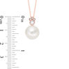 Thumbnail Image 1 of Freshwater Cultured Pearl, White Sapphire and Diamond Accent Vintage-Style Pendant in 10K Rose Gold-17"