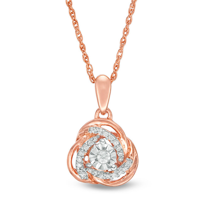 0.085 CT. T.W. Diamond Love Knot Pendant in 10K Rose Gold|Peoples Jewellers