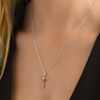 Thumbnail Image 1 of 0.086 CT. T.W. Diamond Layered Knot Cross Pendant in Sterling Silver and 10K Rose Gold