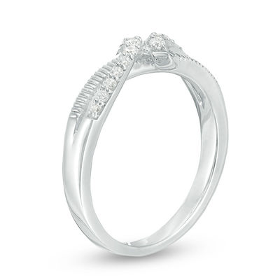 0.145 CT. T.W. Diamond Textured Bypass Promise Ring in Sterling Silver