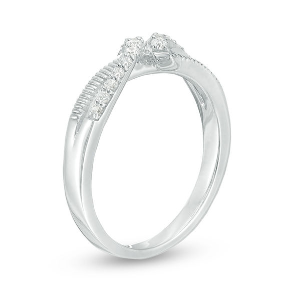 0.145 CT. T.W. Diamond Textured Bypass Promise Ring in Sterling Silver