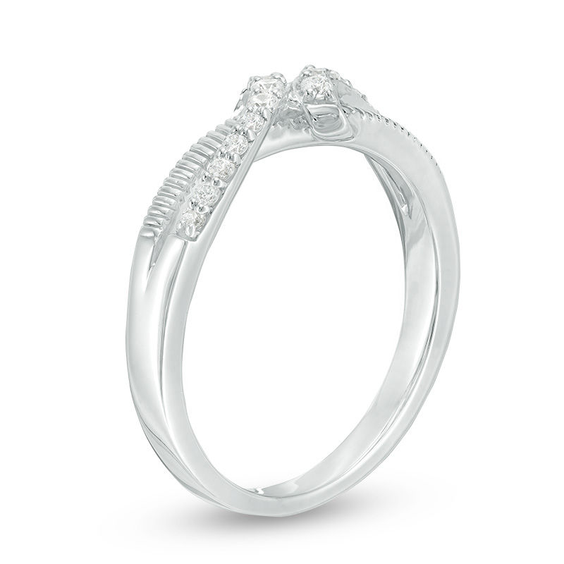 0.145 CT. T.W. Diamond Textured Bypass Promise Ring in Sterling Silver|Peoples Jewellers