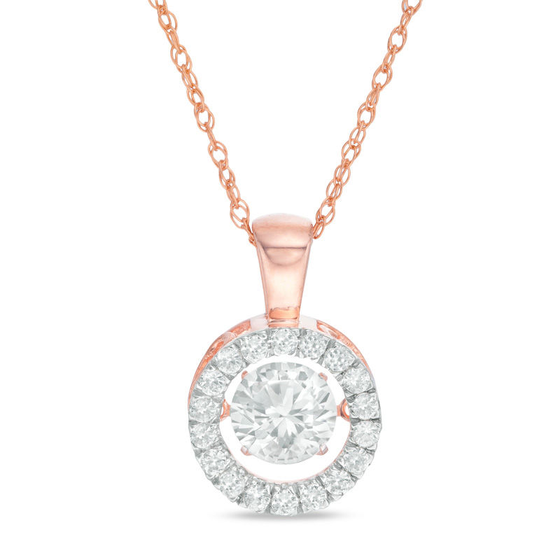 Unstoppable Love™ 6.5mm Lab-Created White Sapphire Frame Pendant in Sterling Silver with 14K Rose Gold Plate|Peoples Jewellers