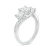 Princess-Cut Lab-Created White Sapphire Three Stone Engagement Ring in Sterling Silver