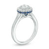 Thumbnail Image 1 of Vera Wang Love Collection 0.69 CT. T.W. Diamond and Blue Sapphire Frame Engagement Ring in 14K White Gold
