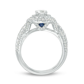 Vera Wang Love Collection 1.23 CT. T.W. Diamond Double Frame Twist Engagement Ring in 14K White Gold